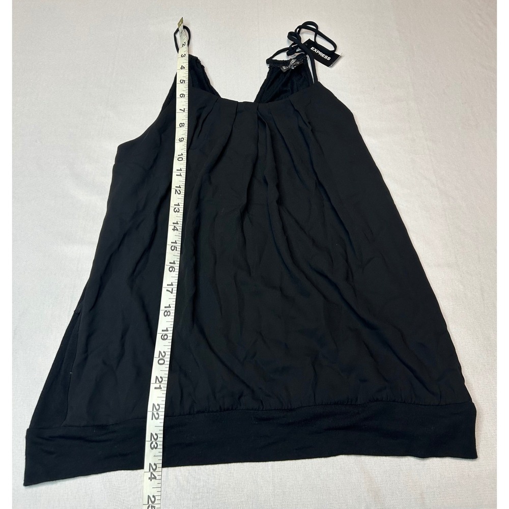 Express Black Pleated Banded Hem Camisole Top Spaghetti Strap Size S NWT